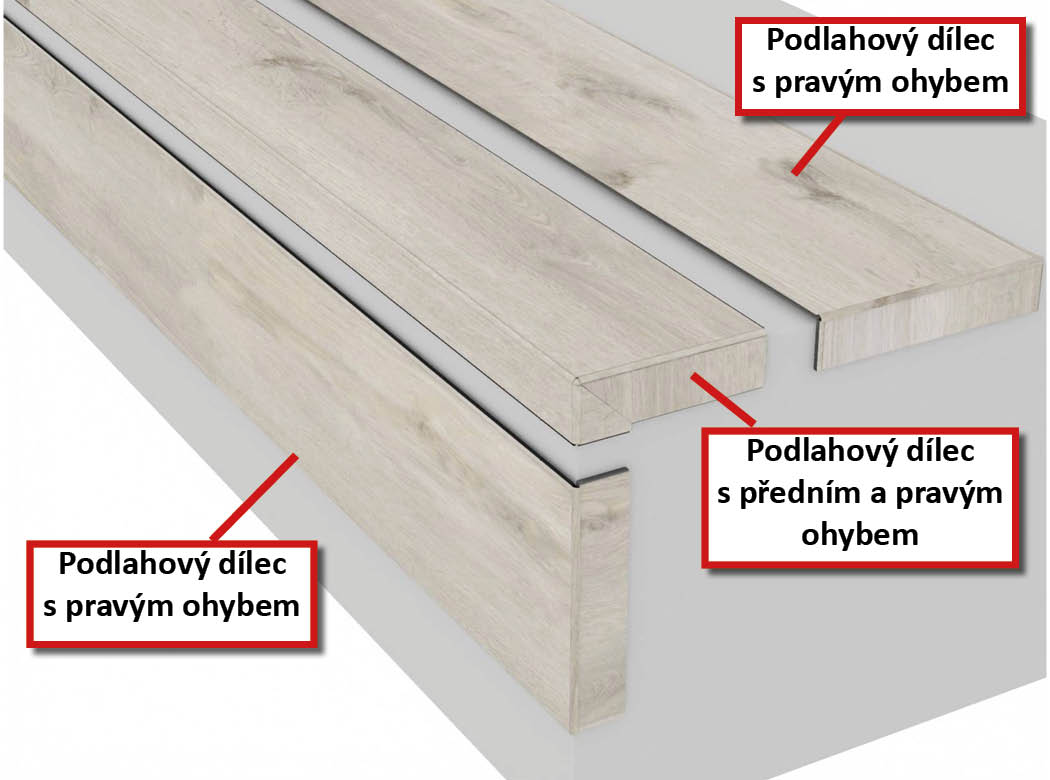 Schema schodu s bocnimi ohyby BUKOMA Dub Sibiřský